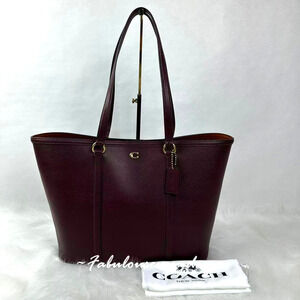 Coach Legacy Tote Bag In Leather/Brass/Merlot Wine CU056 NWT + Dust Bag